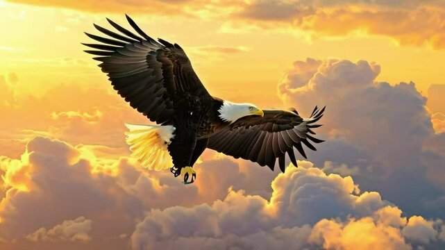 Soaring Eagle in Sky