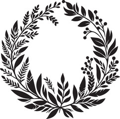 Wreaths and branches with leaves Black Vector Set,  Laurels wreaths, 