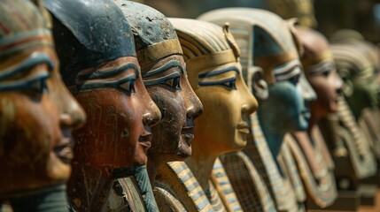 Ancient Egyptian Statues with Painted Faces