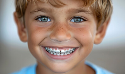 Close-Up of a Child's Smile with Orthodontic Braces: A Journey to a Beautiful Smile