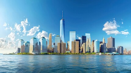 Obraz premium Panoramic View of the Manhattan Skyline with the Freedom Tower