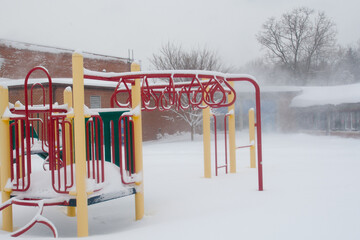 A snow-covered jungle gym near Washington, DC, during the winter snowstorm of 2010.