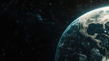 Naklejka premium Earth's Surface and Scattered Stars in Space