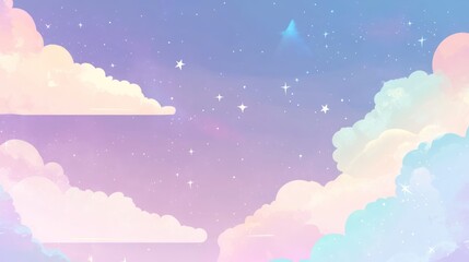 Pastel Sky with Clouds and Stars
