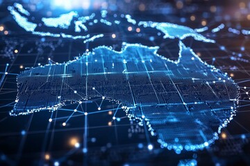 Obraz premium Digital map of australia network connectivity created with generative ai