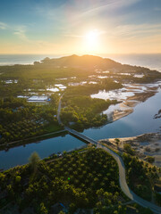 Aerial scenery of the coastline at Ban Pak Hat in Chumphon province, Thailand