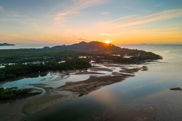 Aerial scenery of the coastline at Ban Pak Hat in Chumphon province, Thailand