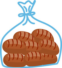 Bag of Bread Loaves - Vector Illustration with Transparent Background