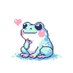 Fototapeta premium 개구리, 픽셀아트 (Frog, pixel art)