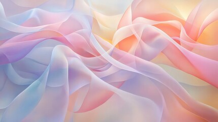 Obraz premium Abstract Silk in soft pastel color Delicate, ribbon-like shapes in soft pastel colors that twist and flow gracefully across the canvas 