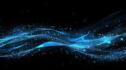 Fototapeta premium Abstract Blue Waves with Glowing Particles