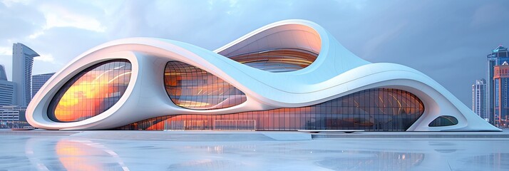 Fototapeta premium Futuristic educational complex aerodynamic lines that promote energy efficiency