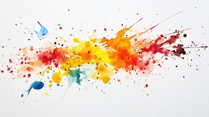 Fototapeta premium Colorful abstract watercolor painting with splashes on white paper