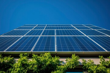 Obraz premium Solar Panels on a House with Lush Green Foliage