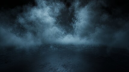 A dark blue sky with smoke and clouds
