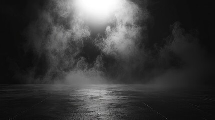 A black background with smoke and steam rising from the ground