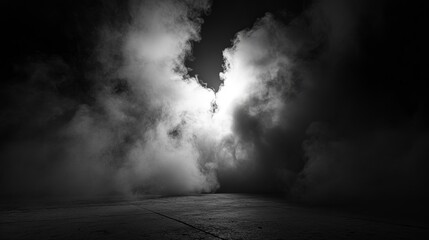 A black background with smoke and steam rising from the ground