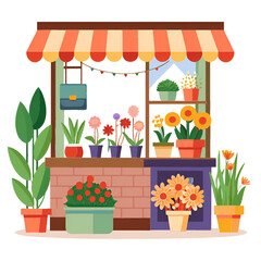 Obraz premium A delightful flower shop featuring a wide selection of beautiful potted plants and various flowers proudly on display for all to admire