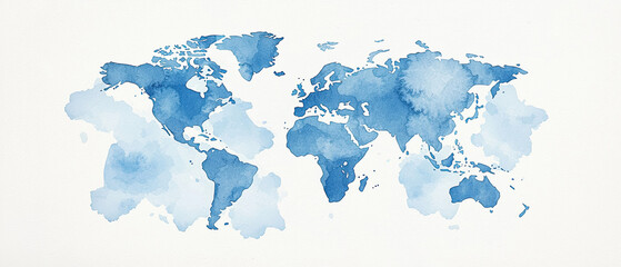 Global business, world map with network connections, watercolor style