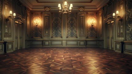 Obraz premium Empty elegant vintage room at night with copy space , ai