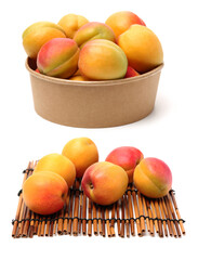 Fresh apricot fruits isolated on white background