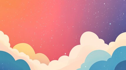 Abstract Colorful Sky with Clouds and Stars
