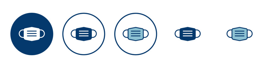 Mask icon vector isolated on white background. Man face with mask icon. Safety breathing masks. Industrial safety N95 mask. Medical mask vector icon.