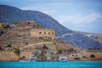 Ruins of an old Venetian fortress in Spinalonga Island (Crete, Greece)