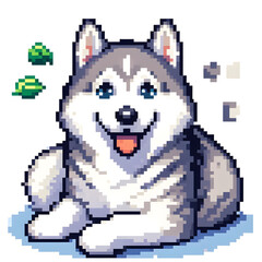 Fototapeta premium 흰 배경, 허스키, 픽셀아트 (White background, husky, pixel art)