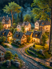 Naklejka premium Forest diorama city town 