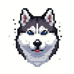 Fototapeta premium 흰 배경, 허스키, 픽셀아트 (White background, husky, pixel art)