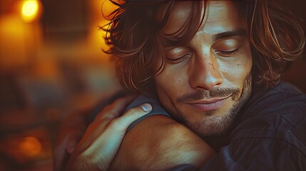 man hugging best friend supporting each other drinking whiskey,talking discussing problems,drowning sorrows in alcohol concept of male friendship bromance