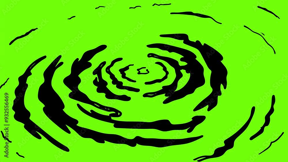 Poster 2d animation motion graphics showing a drawing of a ripple pond with water rippling series of wave o