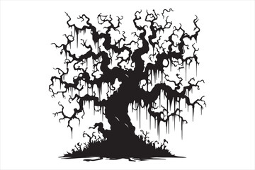 Creepy tree vector silhouette