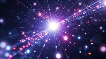 Obraz premium Quantum particles, Quantum Energy Teleportation, moving matter or energy from one place to another without crossing