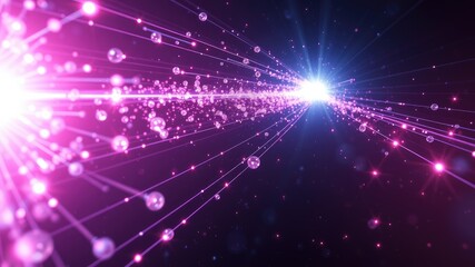 Fototapeta premium Quantum particles, Quantum Energy Teleportation, moving matter or energy from one place to another without crossing