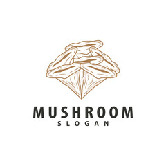Mushroom Logo, Simple Minimalist Retro Plant Silhouette Plantation Design Business Brand