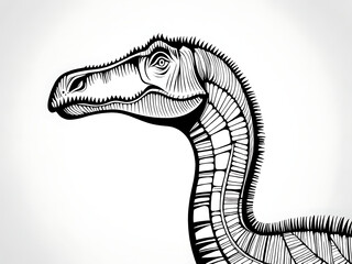 Naklejka premium Detailed Line Art of a Brachiosaurus Resembling a Pencil Shaving, Merging Creative Design with Majestic Dinosaur Features