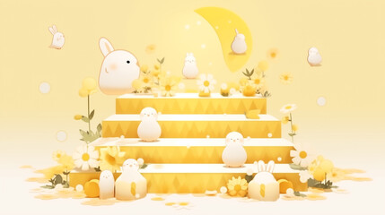 The Bright and Festive Yellow Easter Podium Display of Perfect for Spring Celebrations. Ideal for churches, community centers, performances, and announcements with a touch of Easter spirit.