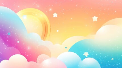 Pastel Sky with Clouds and Stars