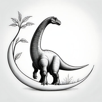 recommend clip art: Minimalist Line Drawing of a Brachiosaurus as a Pencil Shaving, Merging Graceful Motion with Creative Simplicity
