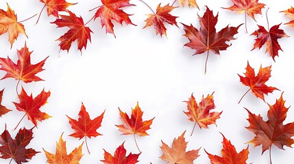 Fototapeta premium Background of falling maple leaves and background of falling maple leaves isolated on white background