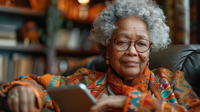 senior woman learning to work with tablet technology,internet importance of digital literacy for elderly people