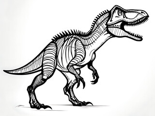 Fototapeta premium Stylized Line Drawing of an Allosaurus as a Pencil Shaving, Combining Predatory Motion with Creative Design