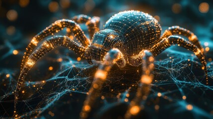 Digital Spider Web Network Abstract Art