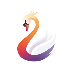 Obraz premium Swan logo vector art design isolated white background,2d flat vector 