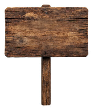 PNG Rustic wooden sign on a post in a forest