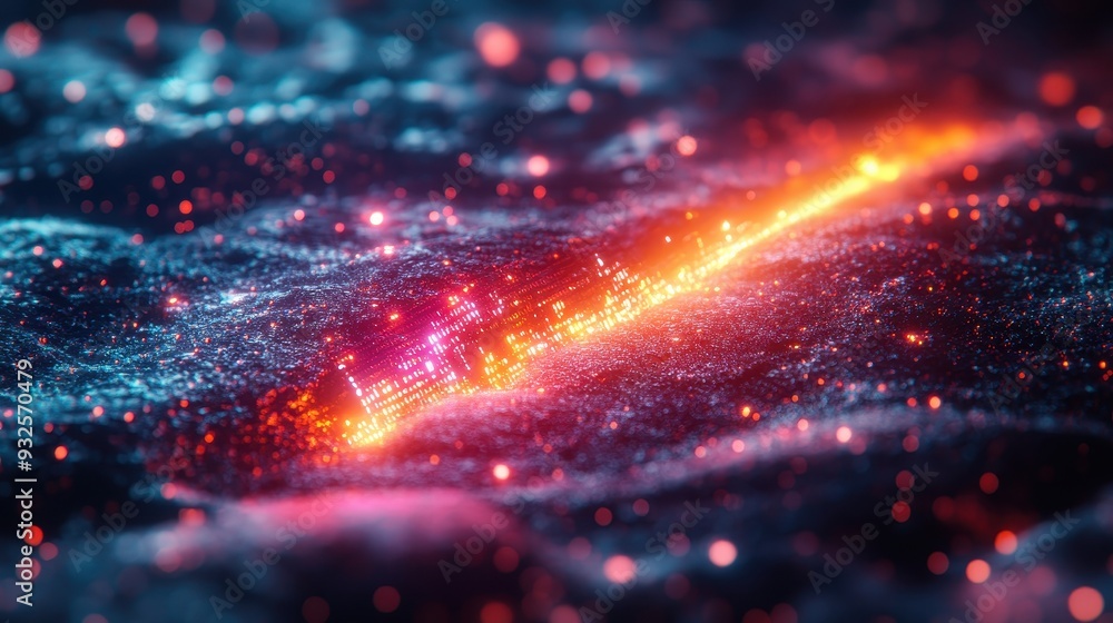 Aufkleber abstract technology background with glowing lines and bokeh lights
