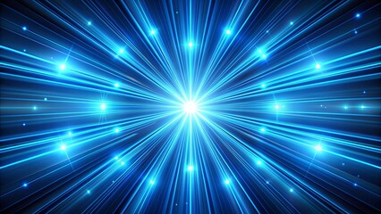 Vibrant blue neon rays illuminating against a dark background