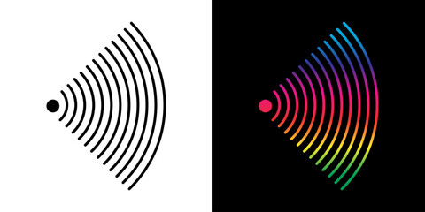 Sound navigation sonar signal wave icons.